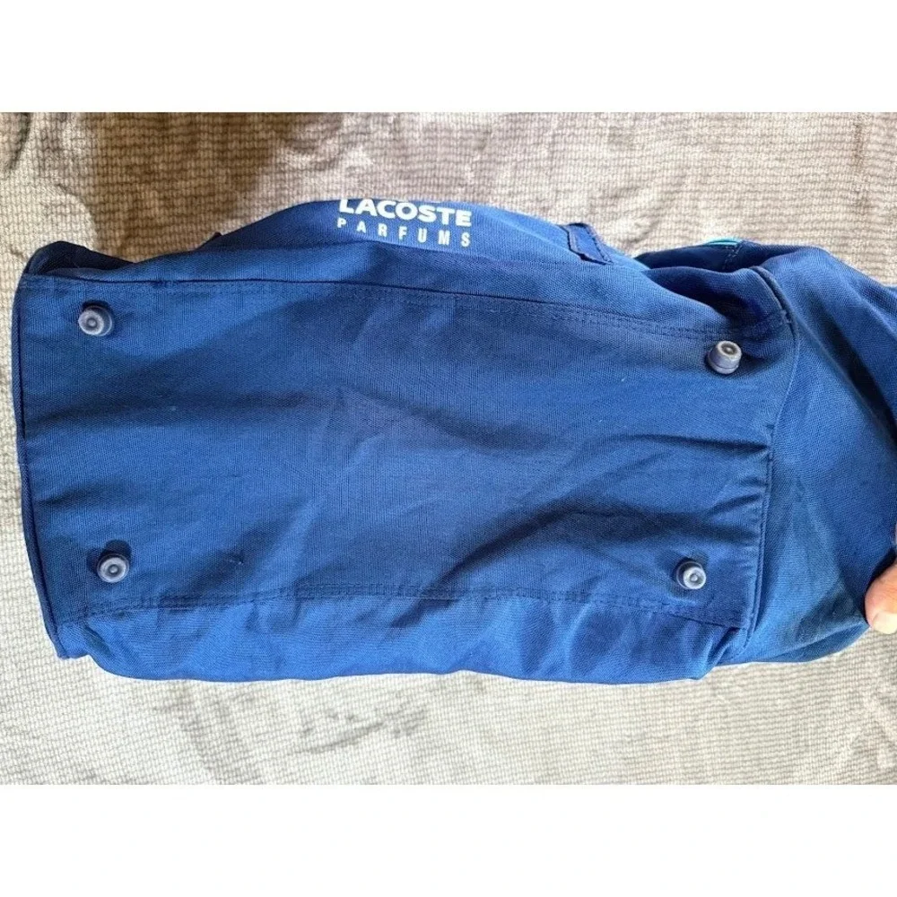 Lacoste Parfums Navy Blue Duffel Bag Travel Gym Weekend Canvas Logo Large